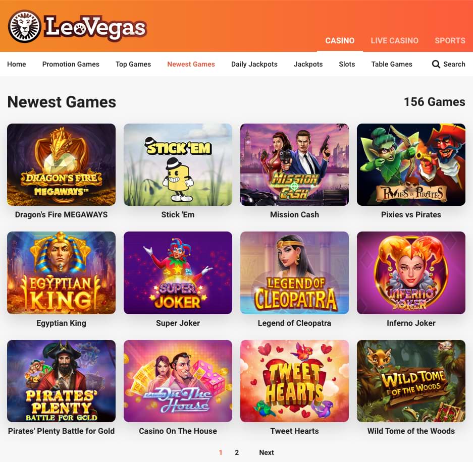 LeoVegas Online Casino Review 2019 - Game catalogue screenshot